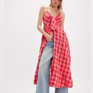 Free People Via Midi Dress Red Combo Everly Size Medium Great Condition